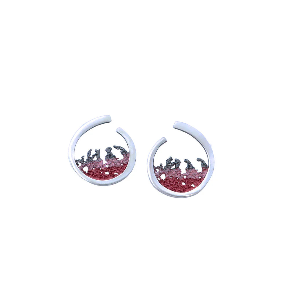 Pendientes para mujer gancho OLA plata de ley 925 en plata, óxido y pigmentos naturales metálicos en varios colores