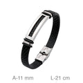 Pulsera para Hombre Placa Acero Cuero Negro