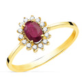 Anillo RUBÍ Oro amarillo y Diamantes para Mujer Compromiso Aniversario