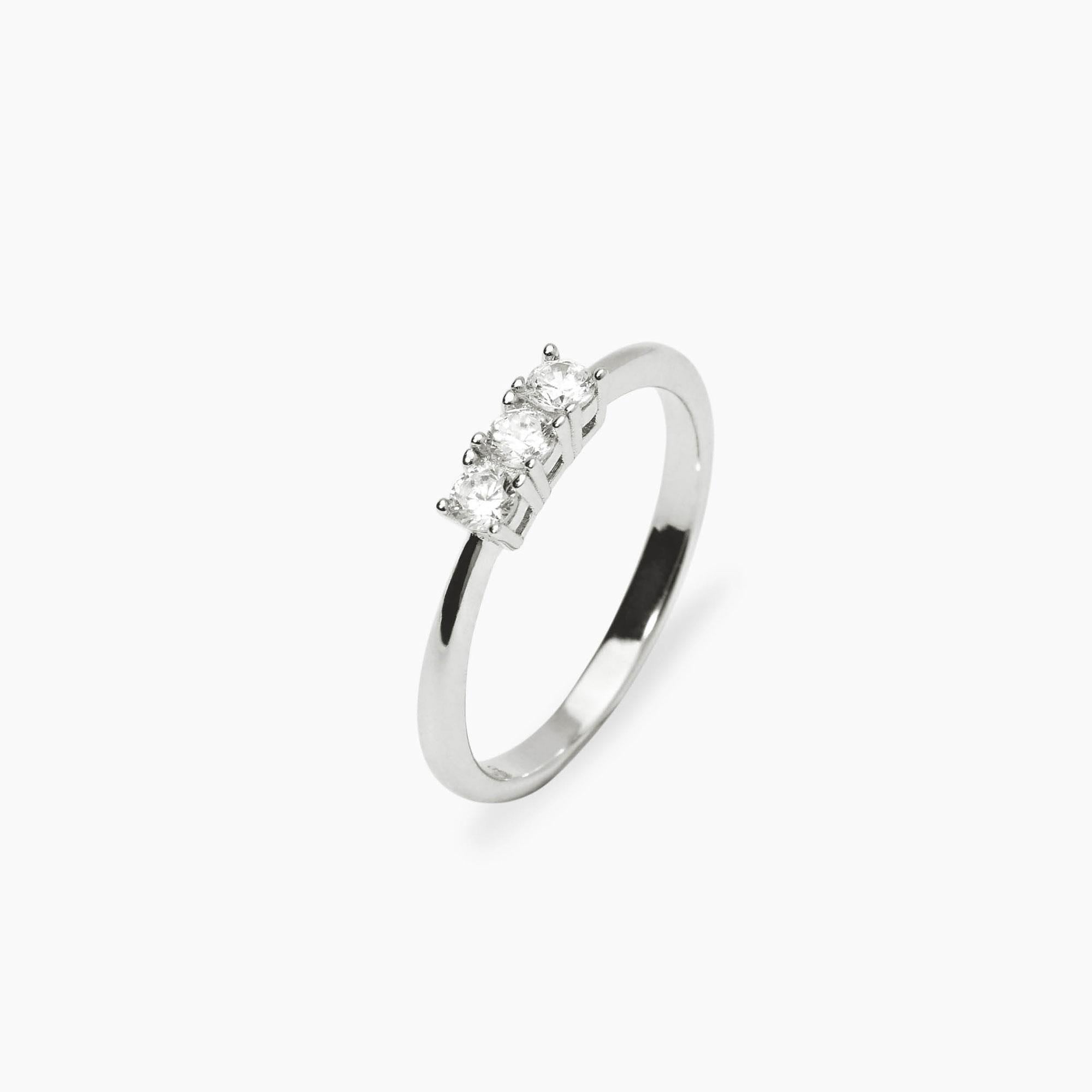 Anillo para Mujer de Plata con 3 Diamantes Lab-grown 0,09 quilates Trilogy Mabina