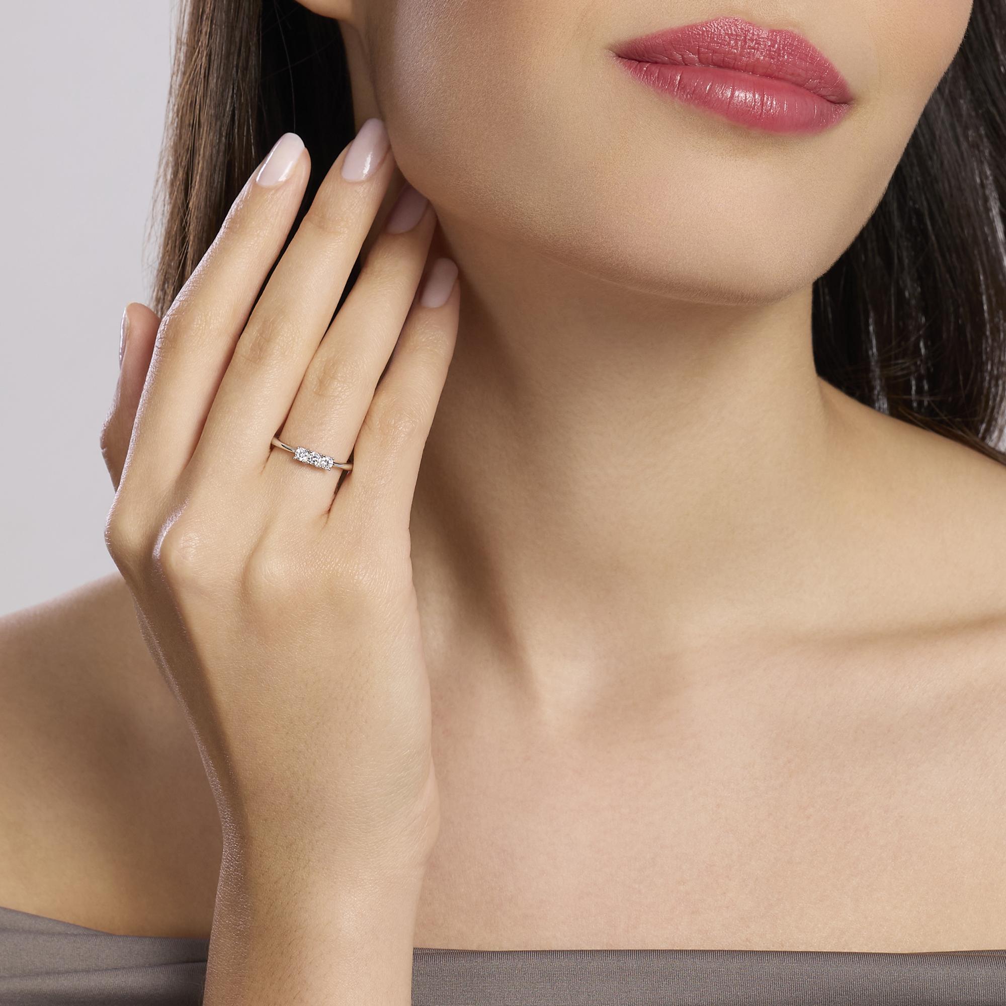 Anillo para Mujer de Plata con 3 Diamantes Lab-grown 0,09 quilates Trilogy Mabina