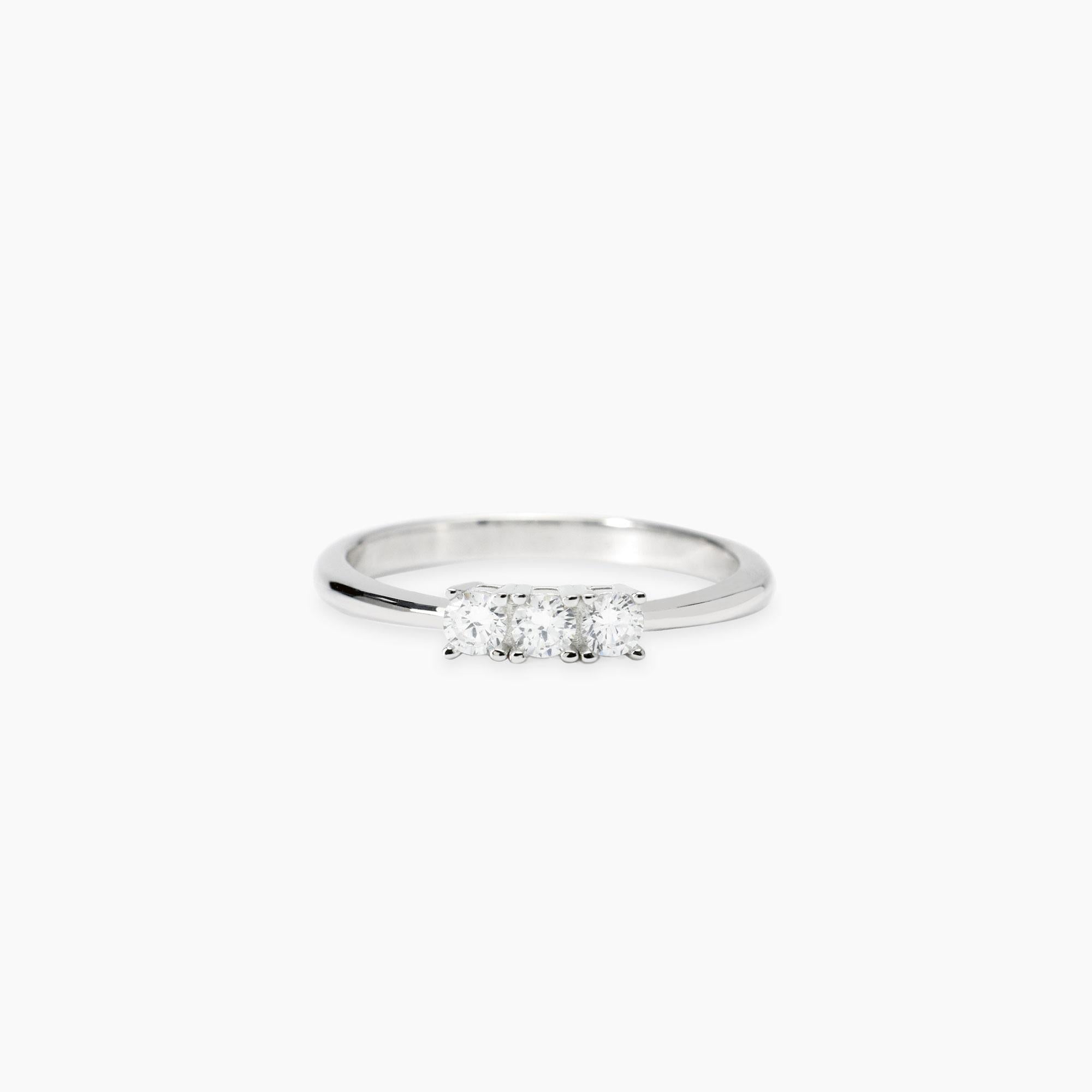 Anillo para Mujer de Plata con 3 Diamantes Lab-grown 0,09 quilates Trilogy Mabina