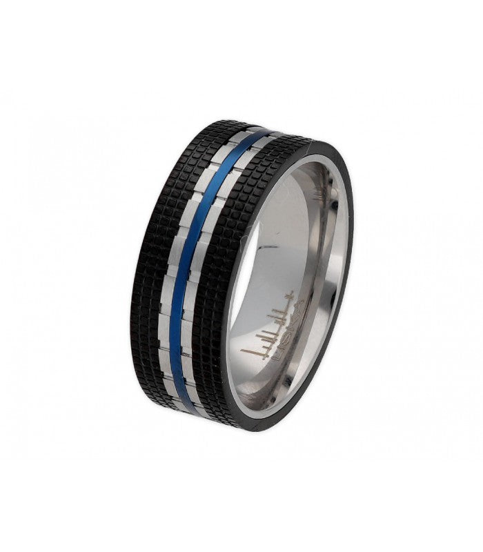 Anillo BLACK-BLUE de Acero para Hombre Bicolor LISKA