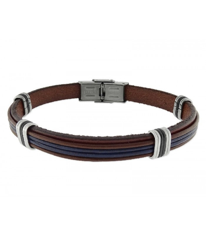 Pulsera BLUE de Cuero Bicolor para Hombre LISKA