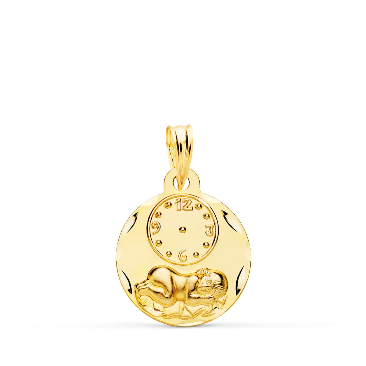 Medalla Infantil Oro 9K Reloj Bautizo