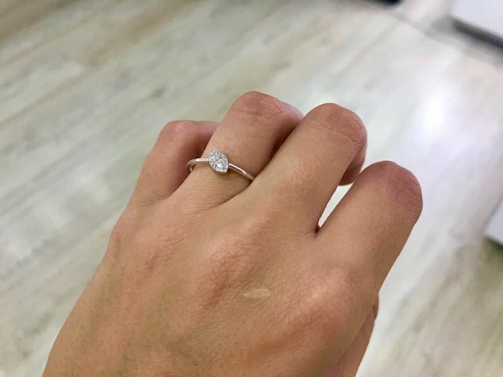 Anillo Compromiso Diamantes Oro Blanco NAVETTE para Mujer
