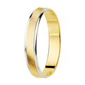 Alianza Boda Oro Bicolor Estrías y  Bordes en  Brillo 9k Ancho: 3.5mm