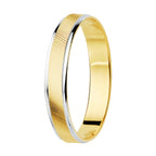 Alianza Boda Oro Bicolor Estrías y  Bordes en  Brillo 9k Ancho: 3.5mm