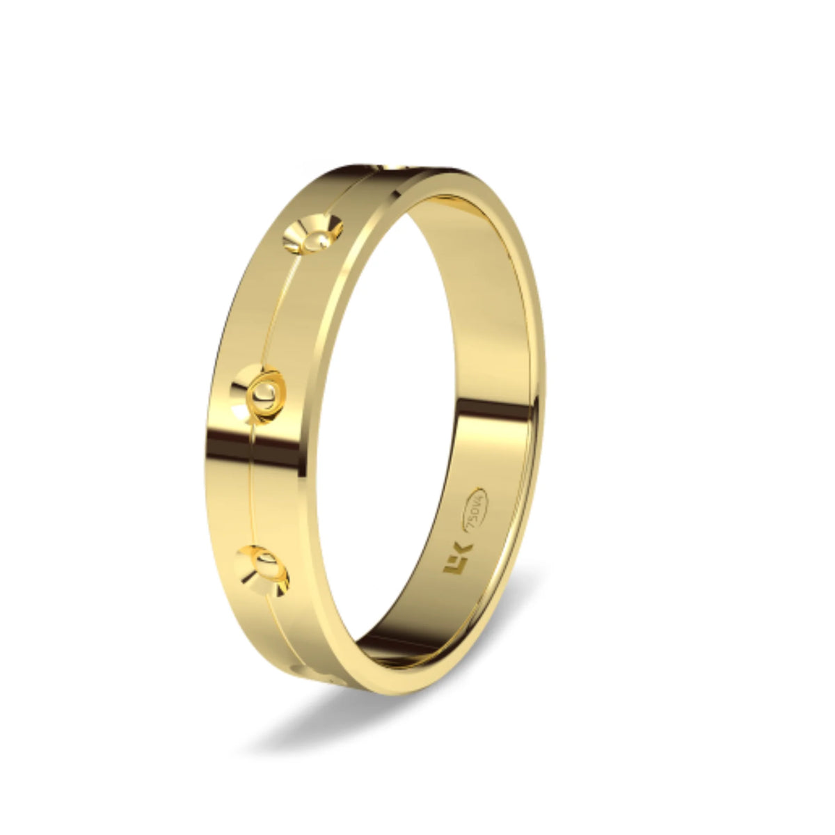 Alianza Boda  Oro Amarillo 18k con decoración KUSAMA Ancho 4mm