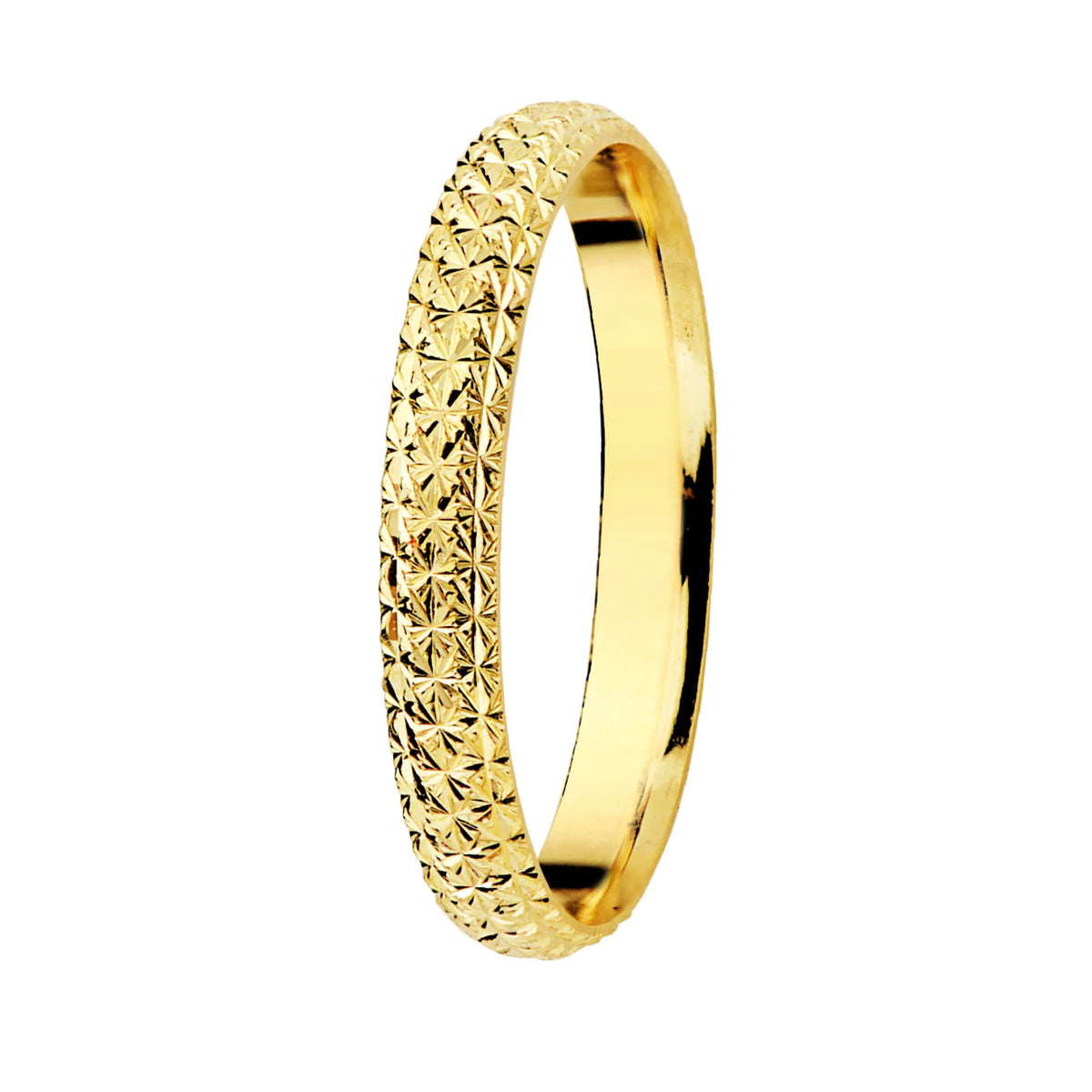 Alianza Boda Oro Amarillo Media Caña Tallada 9k Ancho 2mm