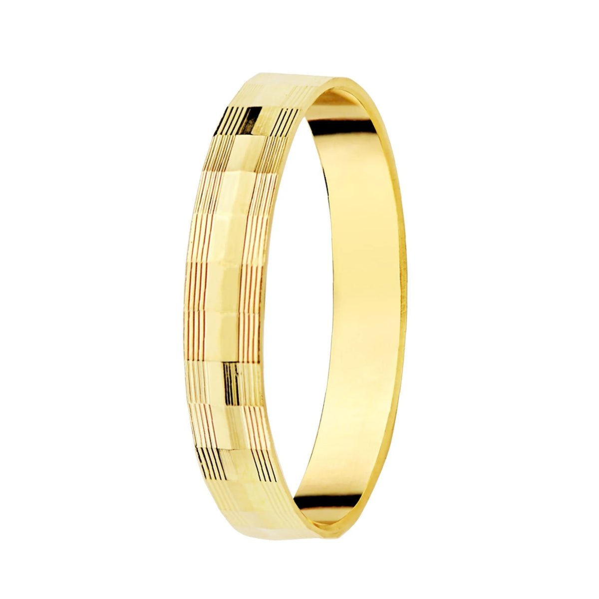 Alianza Boda Oro Amarillo con Talla Geométrica 9k Ancho 3mm