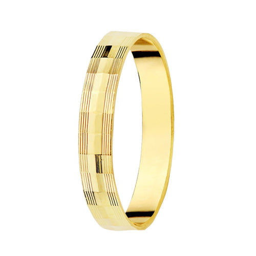 Alianza Boda Oro Amarillo con Talla Geométrica 9k Ancho 3mm