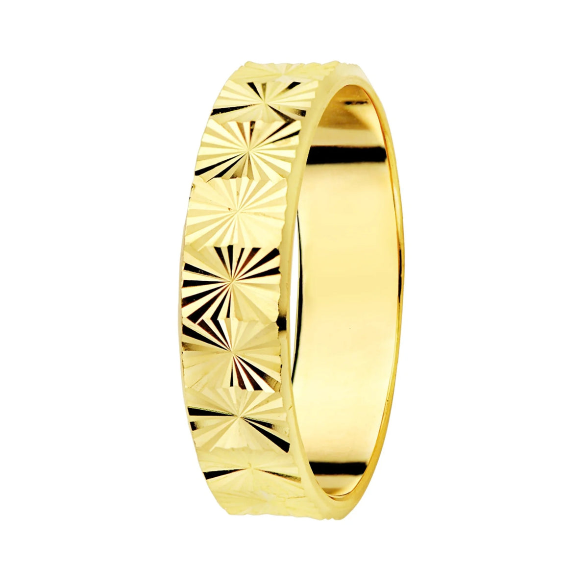 Alianza Boda Tallada Oro Amarillo 9k Ancho 4mm