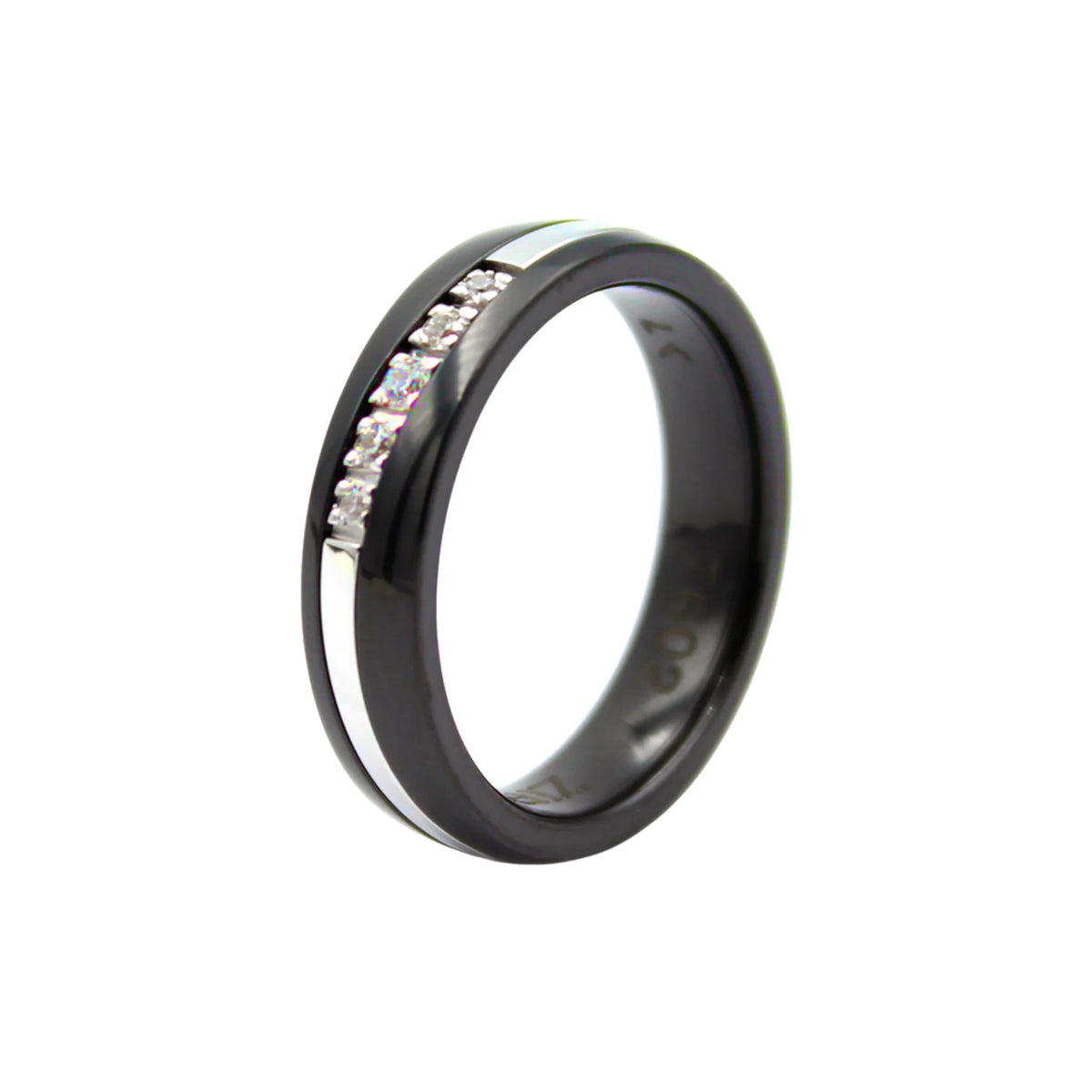 Alianza Boda Zirconio y Oro Blanco 18k Ancho 5mm