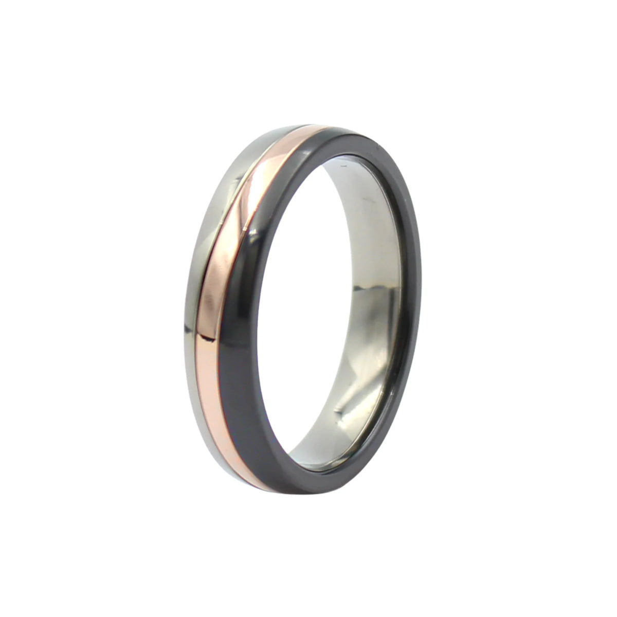 Alianza Boda Zirconio y Oro Rojo 18k Ancho 5mm