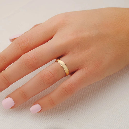 Alianza Boda para Mujer Oro 9kts Bordes Diamantados