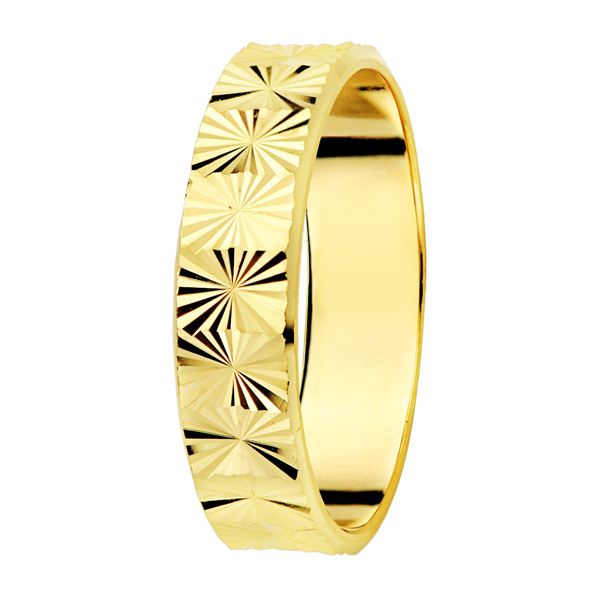 Alianza Boda Tallada Oro Amarillo 9k Ancho 4mm