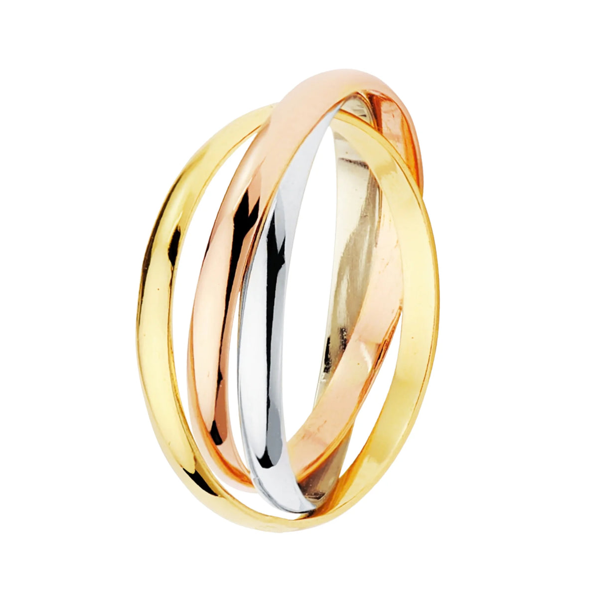 Alianza Boda Tres Aros Oro 18k Tricolor Media Caña Ancho 2mm
