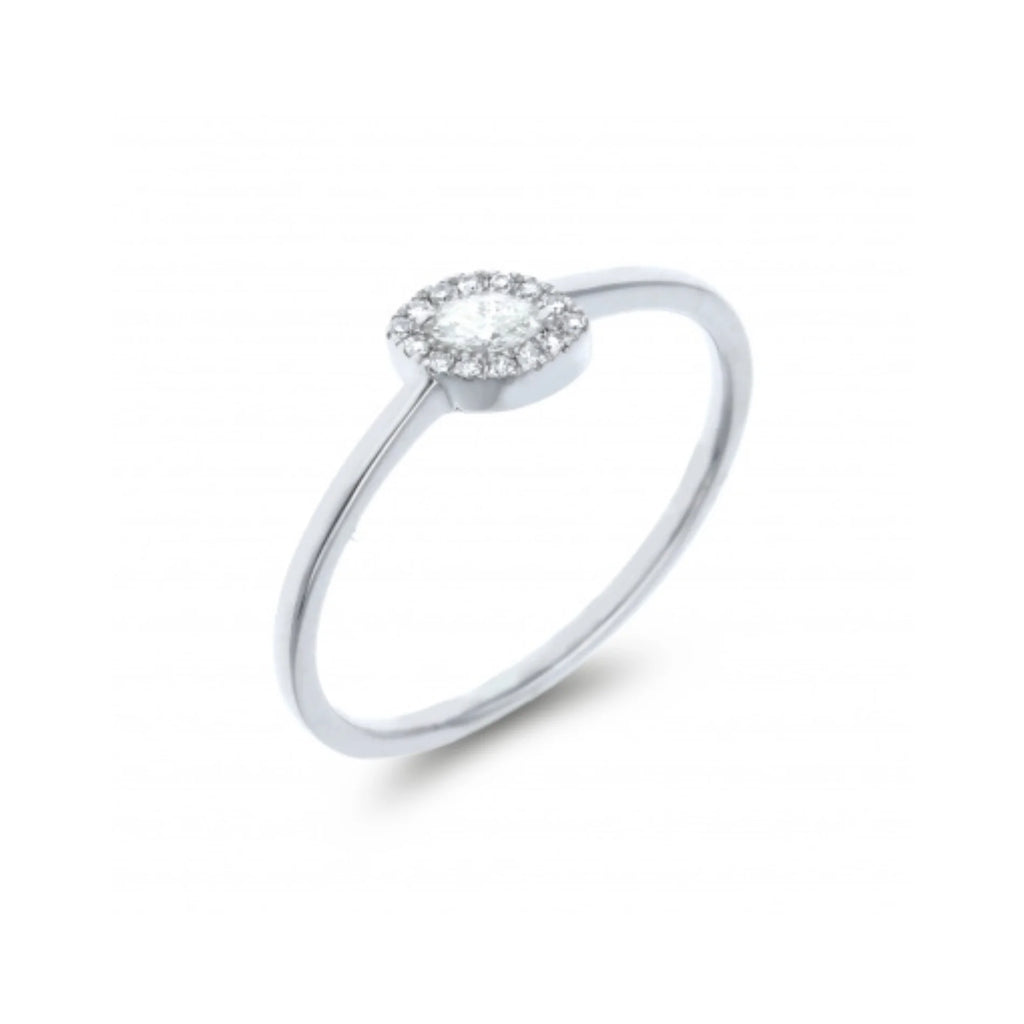 Anillo Compromiso Diamantes Oro Blanco NAVETTE para Mujer