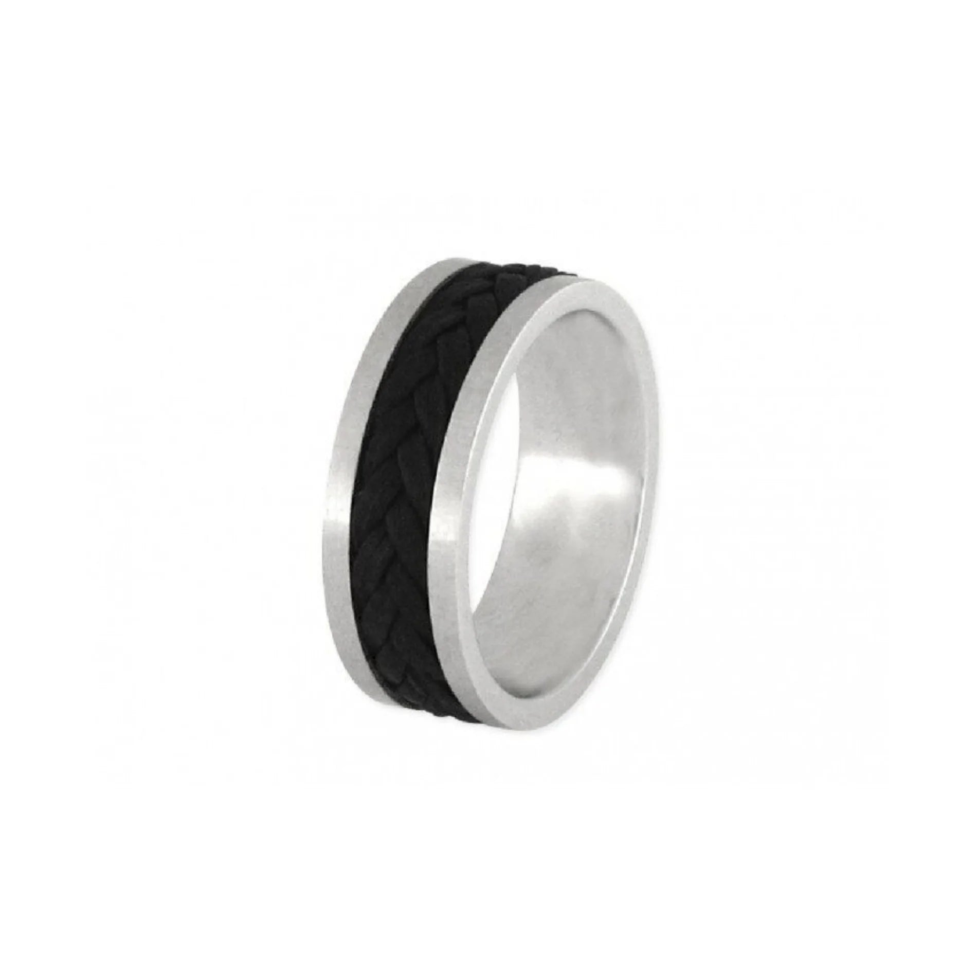 Anillo Cuero y Acero para Hombre