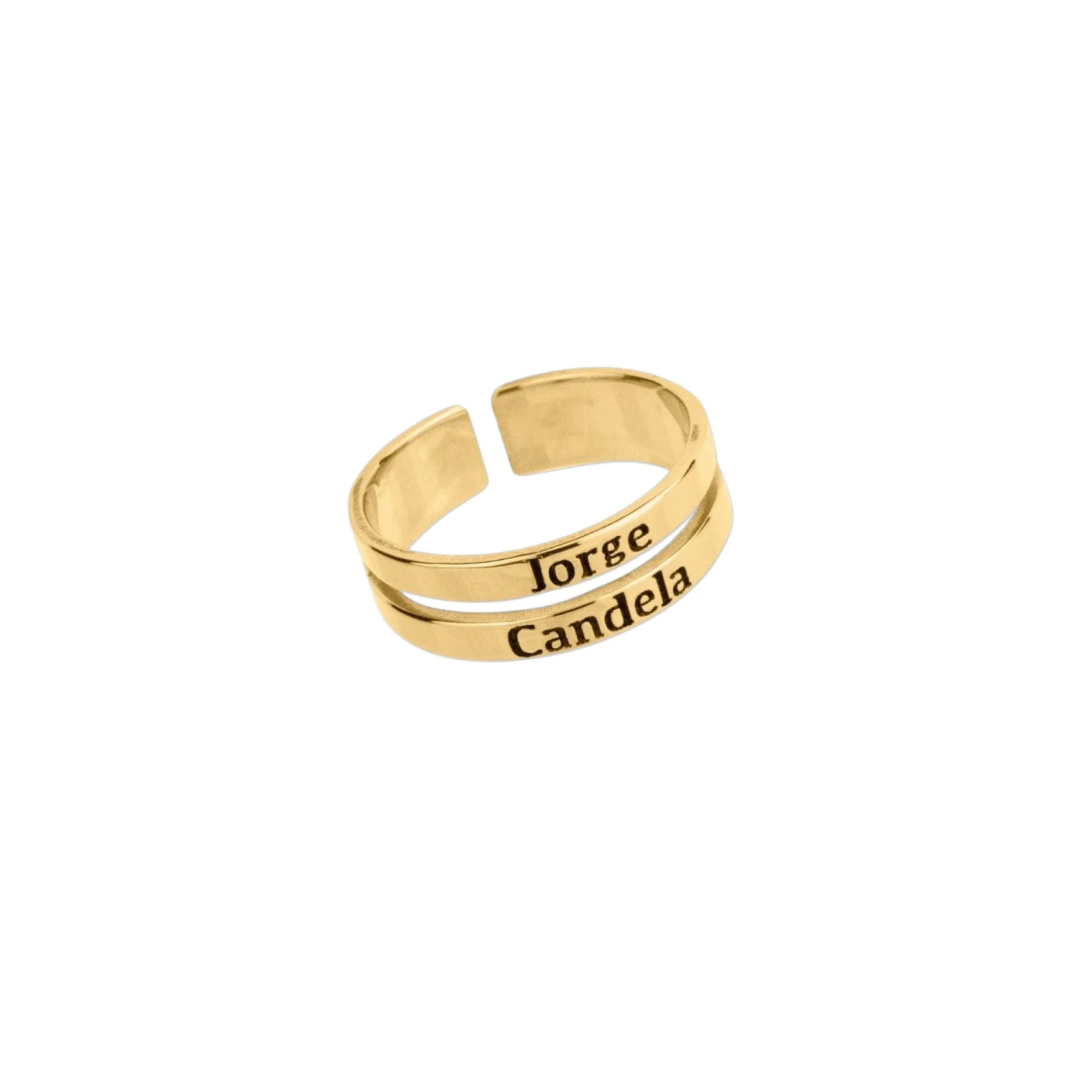 Anillo Plata o Plata Chapado en Oro doble aro PERSONALIZABLE para Mujer