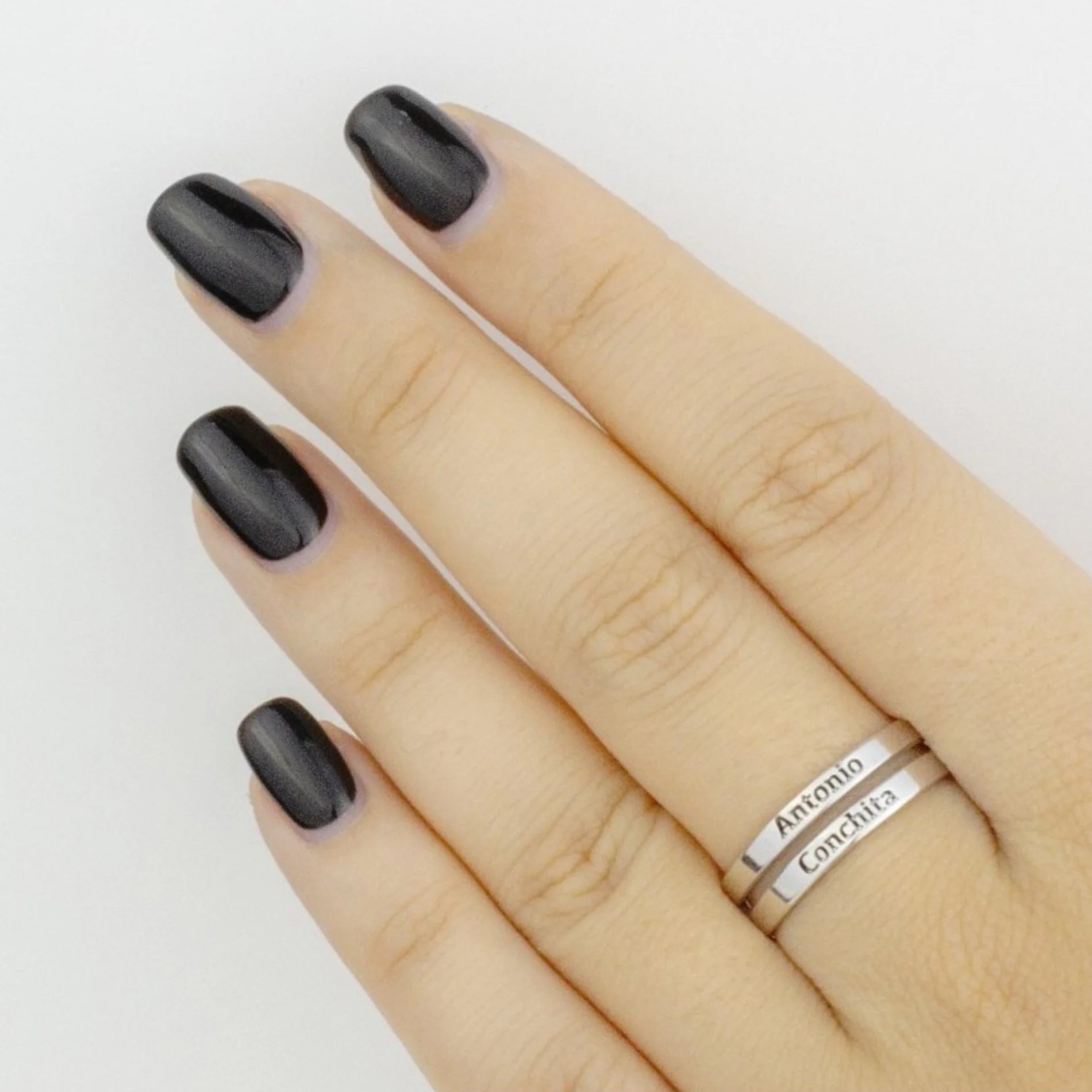 Anillo Plata o Plata Chapado en Oro doble aro PERSONALIZABLE para Mujer