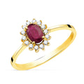 Anillo RUBÍ Oro amarillo y Diamantes para Mujer Compromiso Aniversario