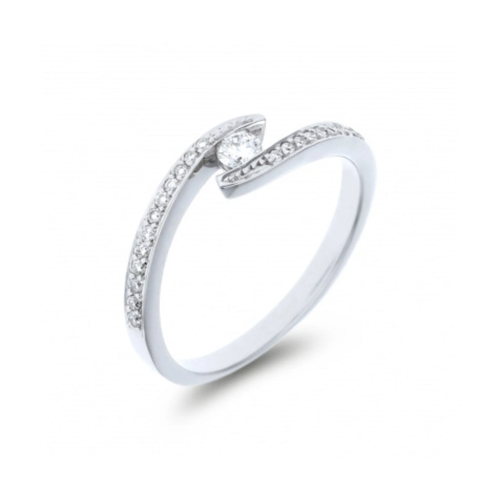 Anillo de Mujer de Compromiso Turquía en Oro Blanco 18k y Diamantes