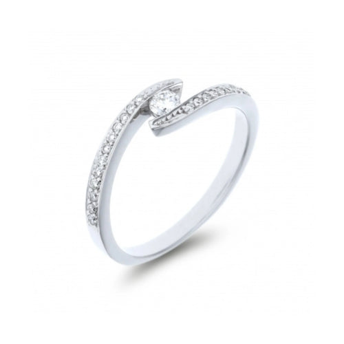 Anillo de Mujer de Compromiso Turquía en Oro Blanco 18k y Diamantes