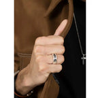 Anillo para Hombre Fe Acero Bañado en Plata colección Man de Ciclón