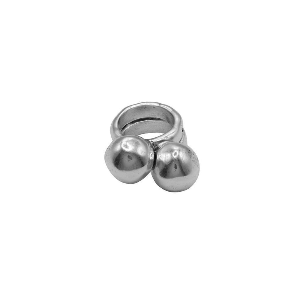 Anillo para Mujer Acero Bañado en Plata Doble Aro Desmontable Spherik de Ciclón