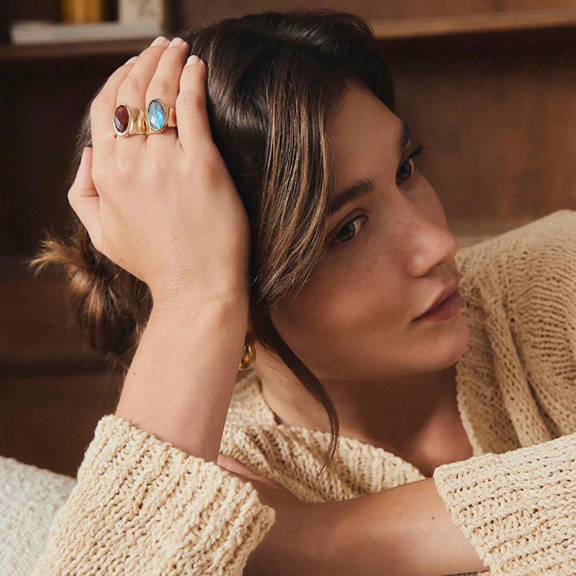 Anillo para Mujer Ancho Honey Oro 18K