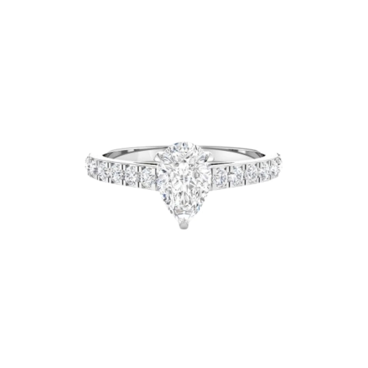 Anillo para Mujer Solitario Pavé Plata de Ley con Diamante LAB Grown Talla Pera compromiso