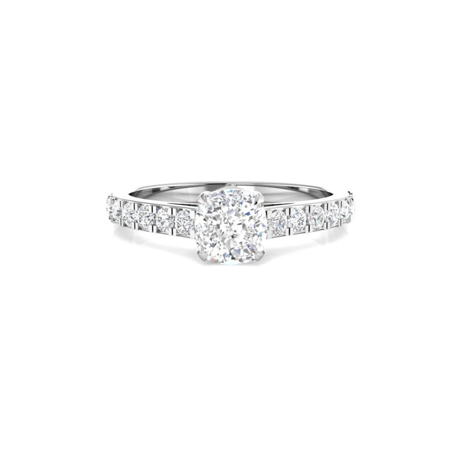 Anillo para Mujer Solitario Pavé en Plata de Ley Rodiada Diamante Lab-grown 0,53 ct