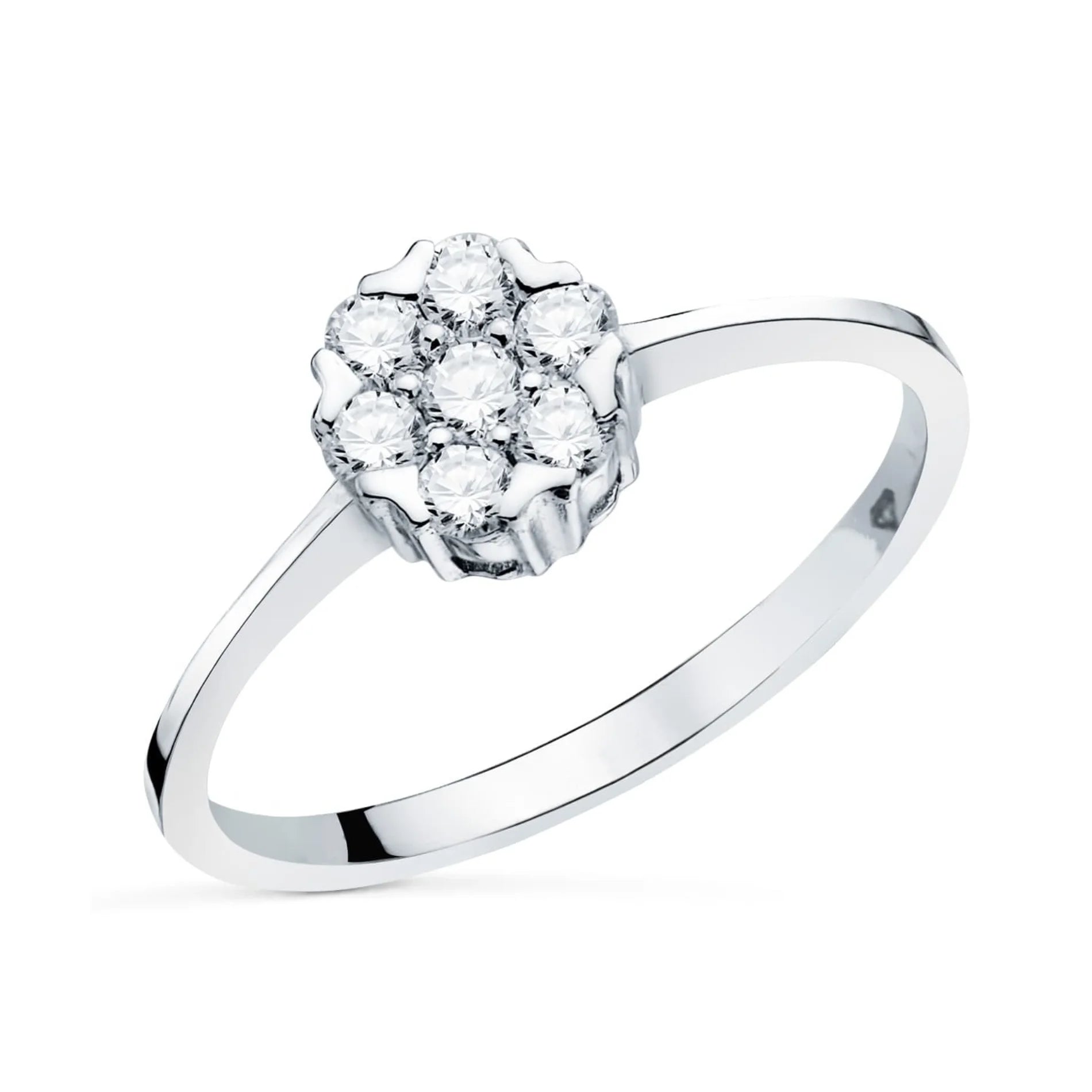 Anillo para Mujer de Compromiso ROSETA Oro Blanco 18k Diamantes