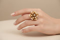 Anillo Broche Plata Chapada en Oro para Mujer FLOR ESMALTE
