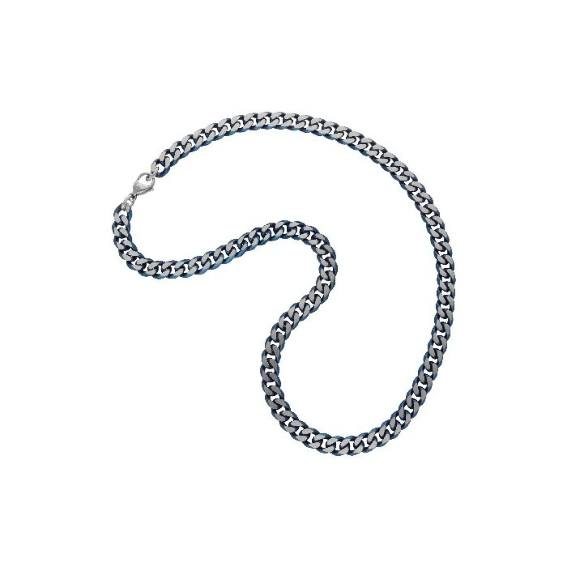 Cadena de Acero para Hombre Bicolor Plateado y Azul LISKA