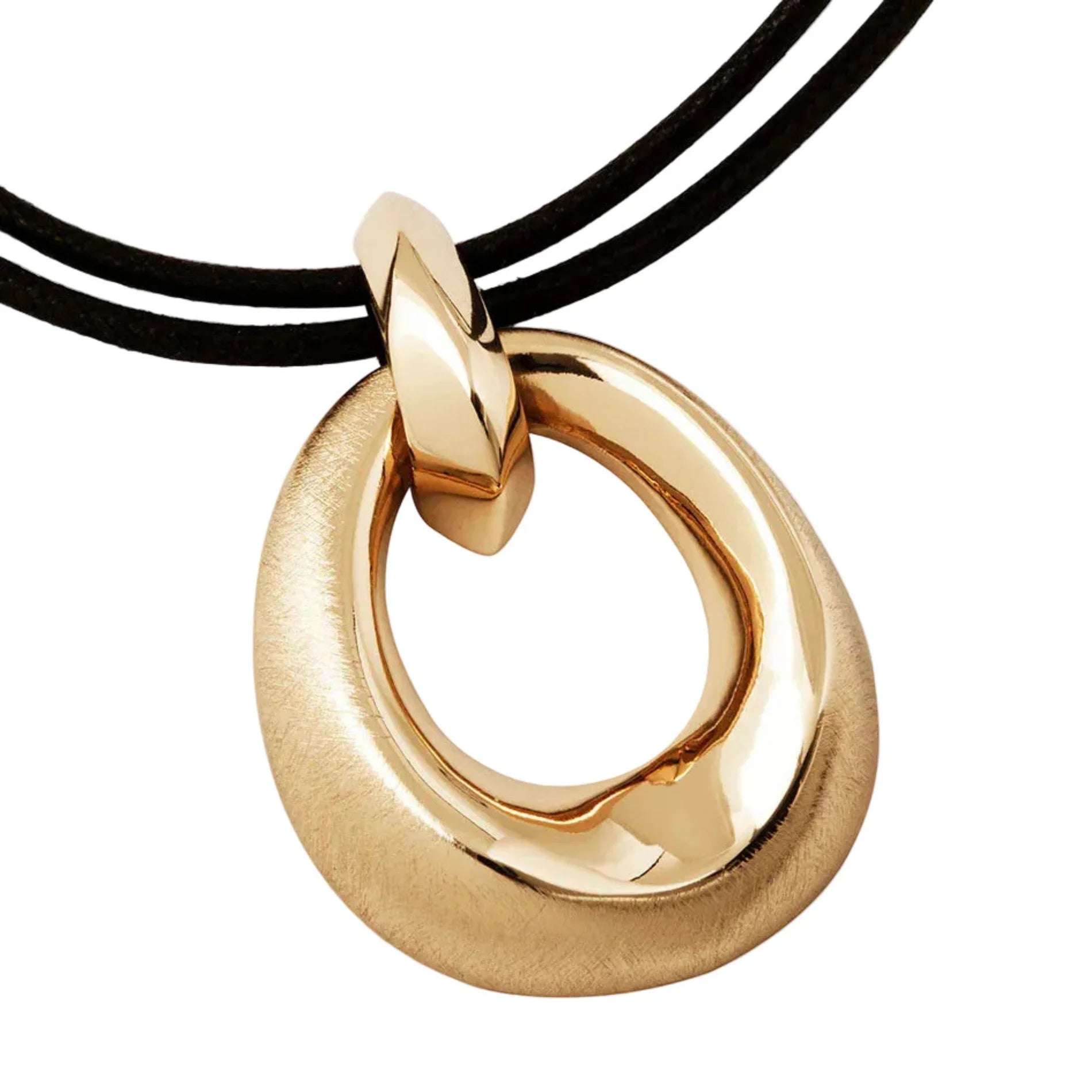 Colgante para Mujer Oval Volumen Dual Oro 18 K
