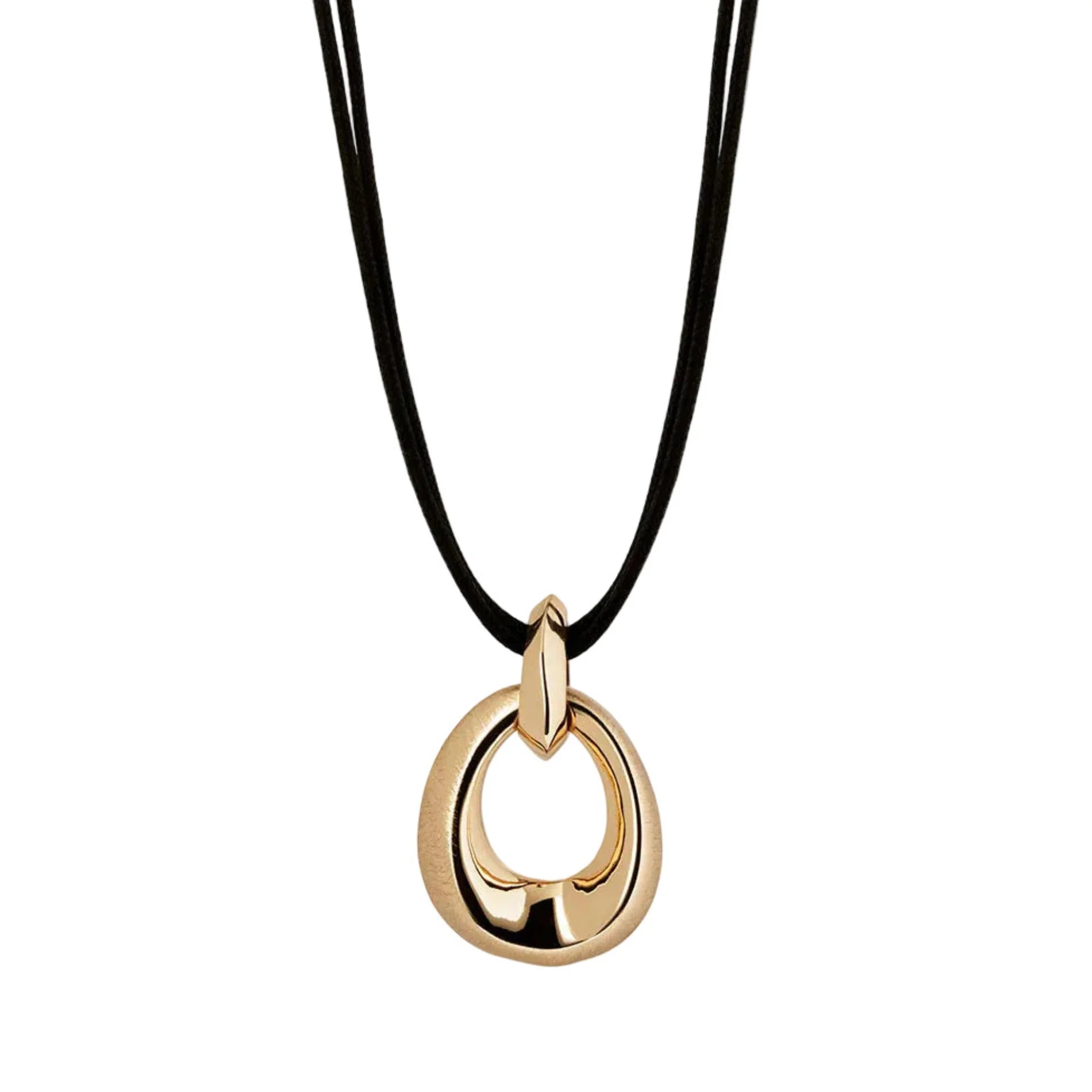 Colgante para Mujer Oval Volumen Dual Oro 18 K
