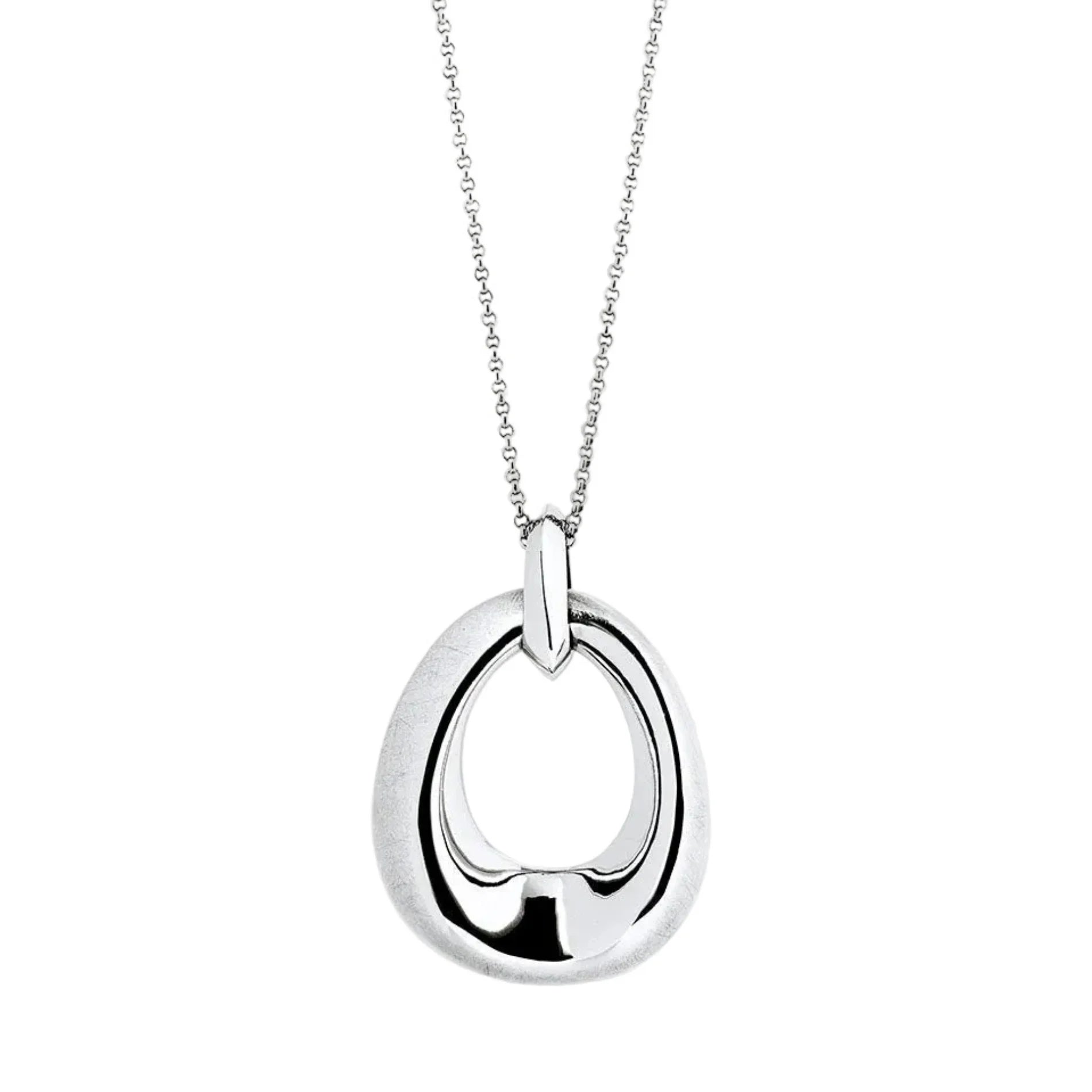 Colgante para Mujer Oval Volumen Dual Plata 925