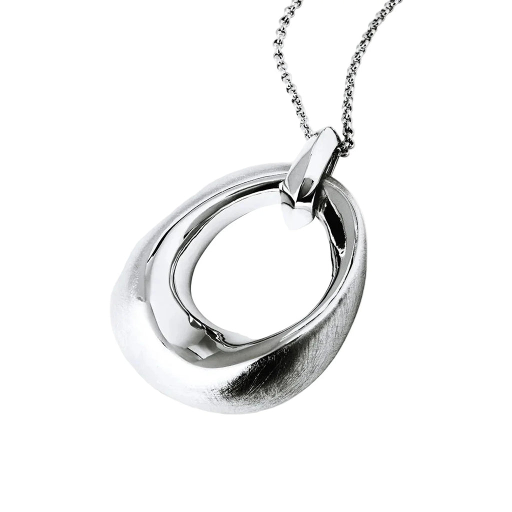 Colgante para Mujer Oval Volumen Dual Plata 925