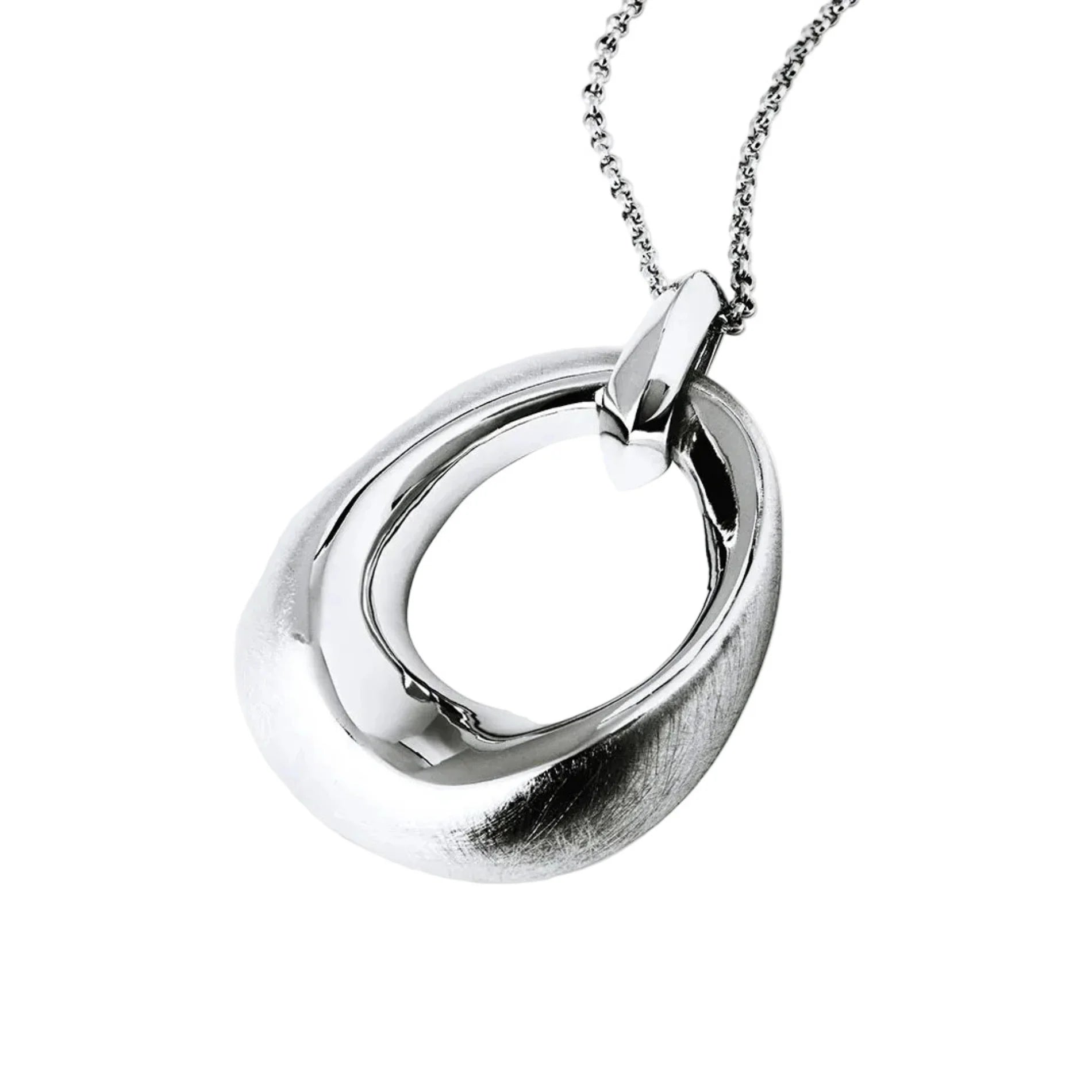 Colgante para Mujer Oval Volumen Dual Plata 925