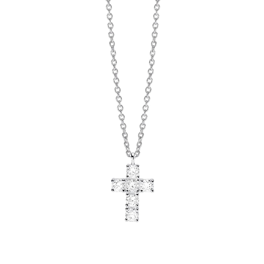 Colgante para Mujer Cross Solitaire en Plata Rodiada Diamantes Lab-grown 0,36 quilates Mabina