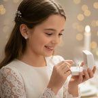 Conjunto de Comunión Niña Anillo y Pendientes Rosetón de Plata y Circonitas