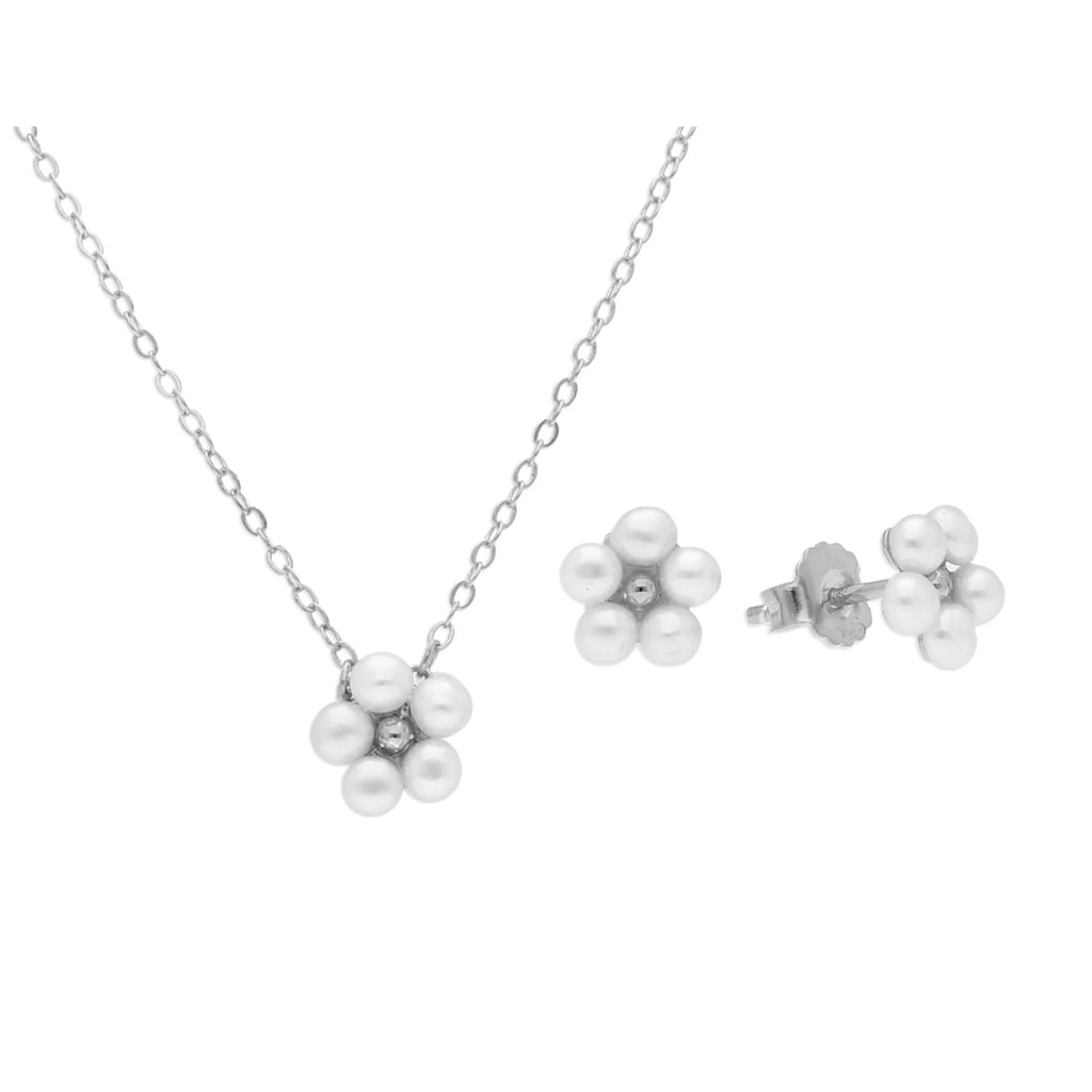 Conjunto para Niña BAMBINA FLOR Perlas Plata/Oro Infantil Comunión Aniversario