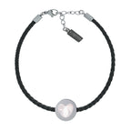 Pulsera para Mujer Black Leather de Cuero Negro y Acero Emotion