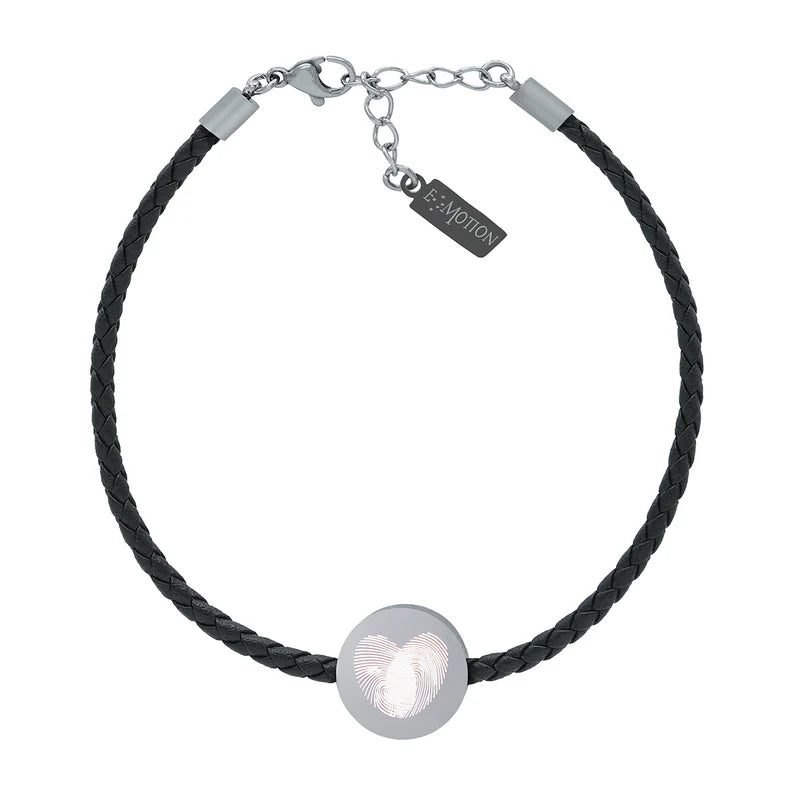 Pulsera para Mujer Black Leather de Cuero Negro y Acero Emotion