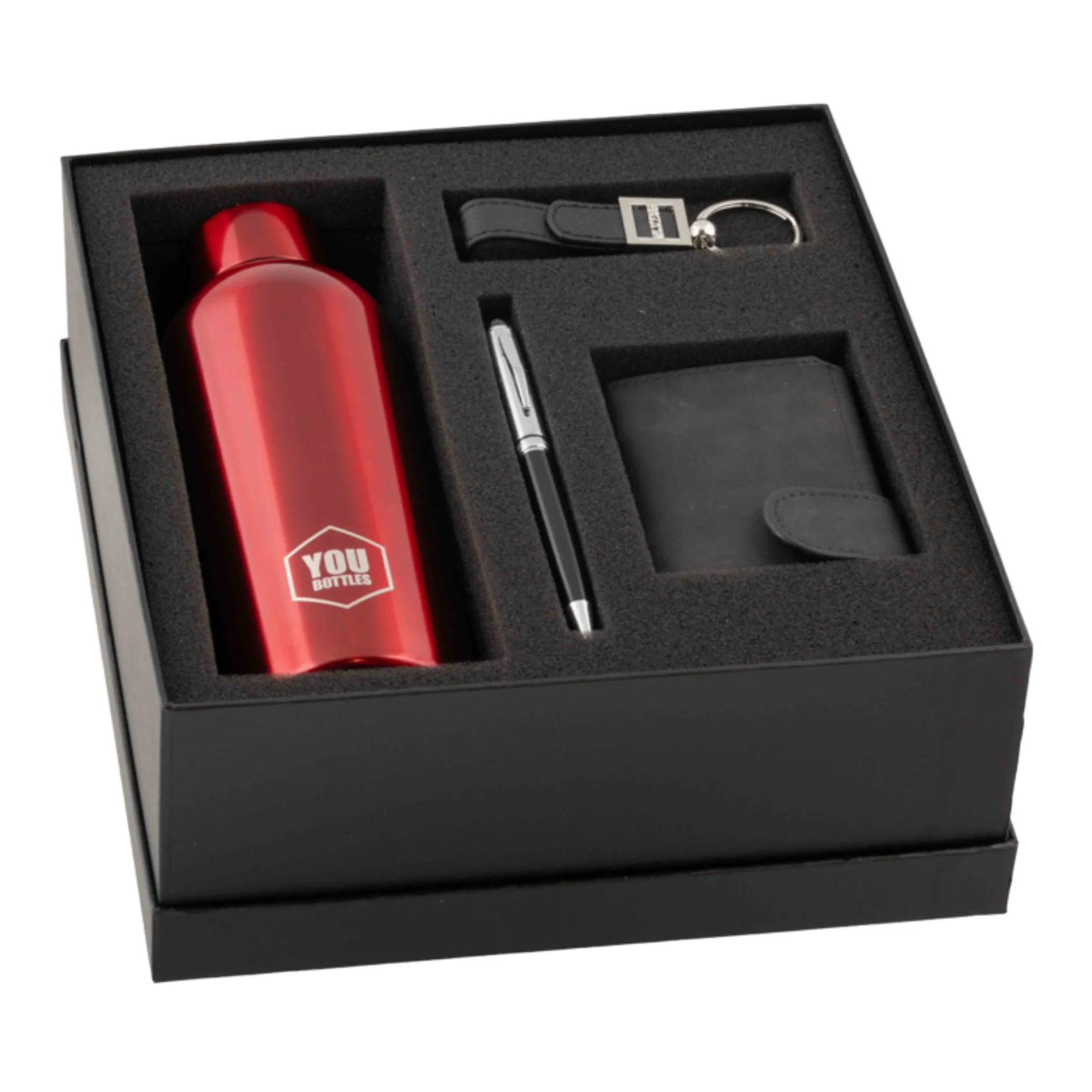 Estuche con Bolígrafo, Botella, Llavero y Billetera para Hombre