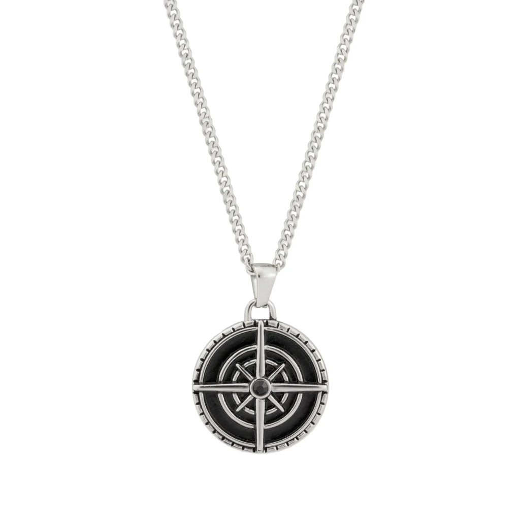 Gargantilla - Collar Brújula Náutica de Acero Inoxidable con Esmalte Negro Unisex