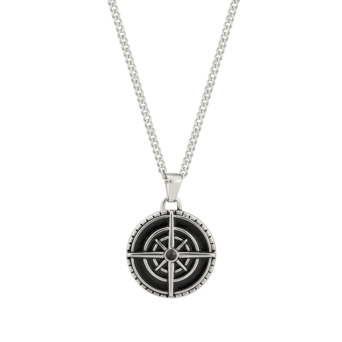 Gargantilla - Collar Brújula Náutica de Acero Inoxidable con Esmalte Negro Unisex
